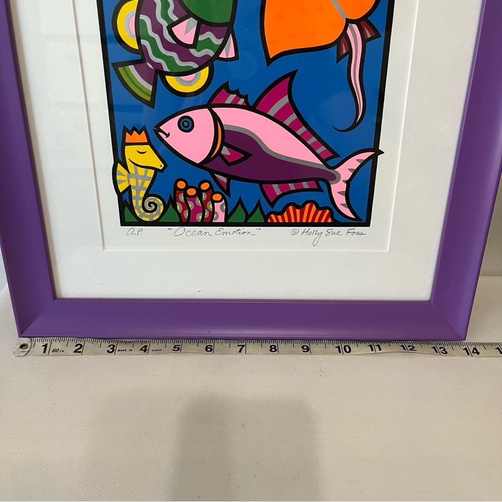 Holly Sue Foss Signed Art Colorful Fish Ocean Emotion Framed Art - Picture 4 of 5